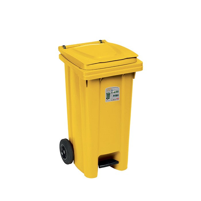 Bidone carrellato con pedale 120 litri