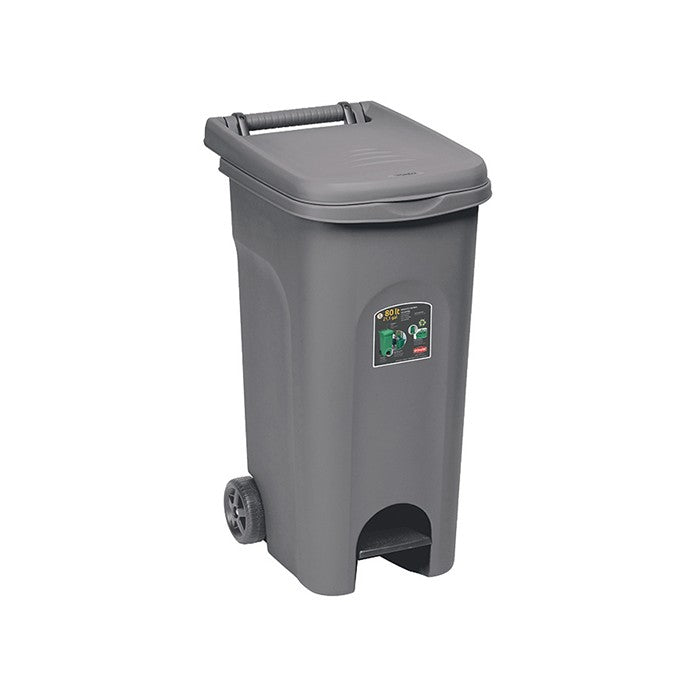 Bidone carrellato con pedale 80 litri