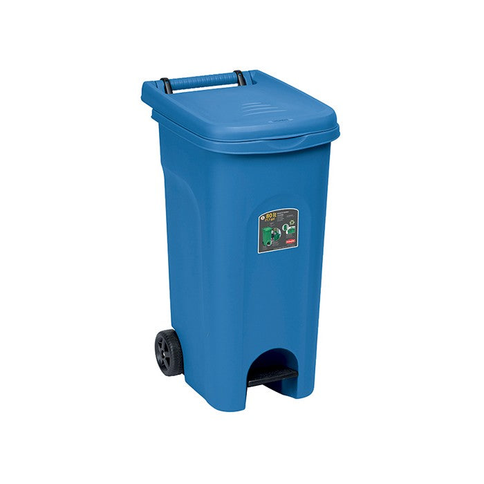 Bidone carrellato con pedale 80 litri