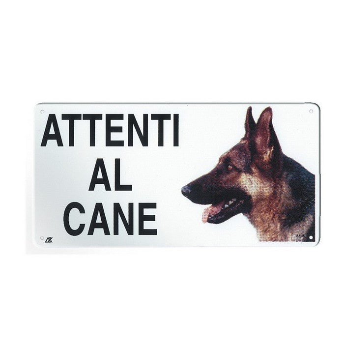 Targa in metallo attenti al cane 20x10 cm - RECORD - 64428957827450