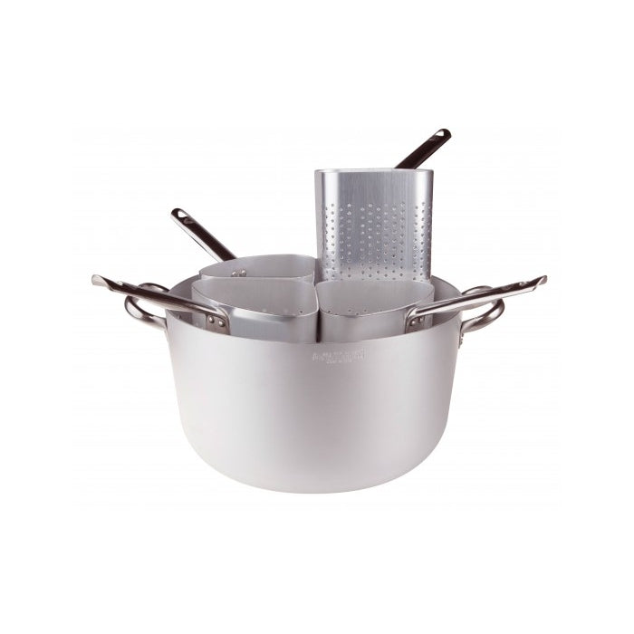 Casseruola alta con 4 scolapasta a spicchio con manici