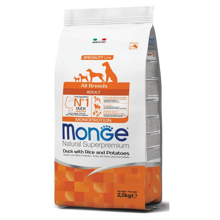Monge Natural Superpremium All Breeds Adult Monoprotein Anatra con Riso e Patate - MONGE - 34289946820824
