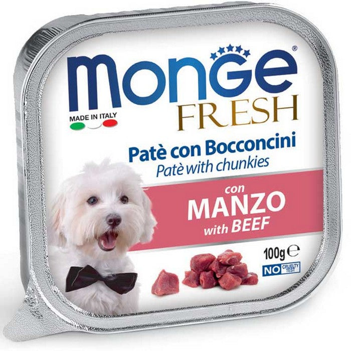 Monge Fresh Paté e Bocconcini con Manzo 100g - MONGE - 34317882327256