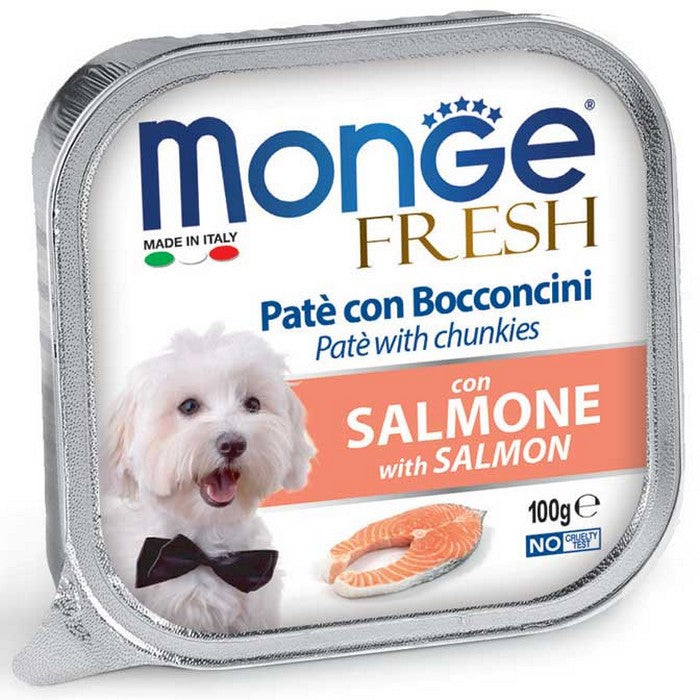 Monge Fresh Paté e Bocconcini con Salmone 100g - MONGE - 34316978946264
