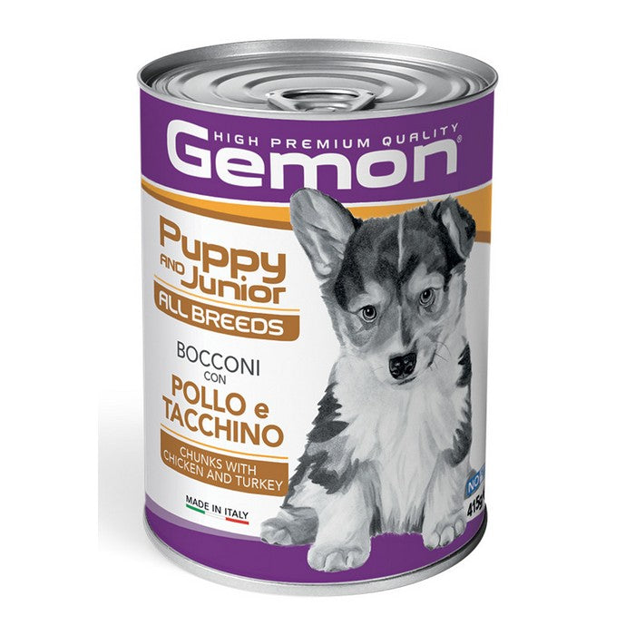 Gemon All Breeds Puppy and Junior Bocconi con Pollo e Tacchino 415g