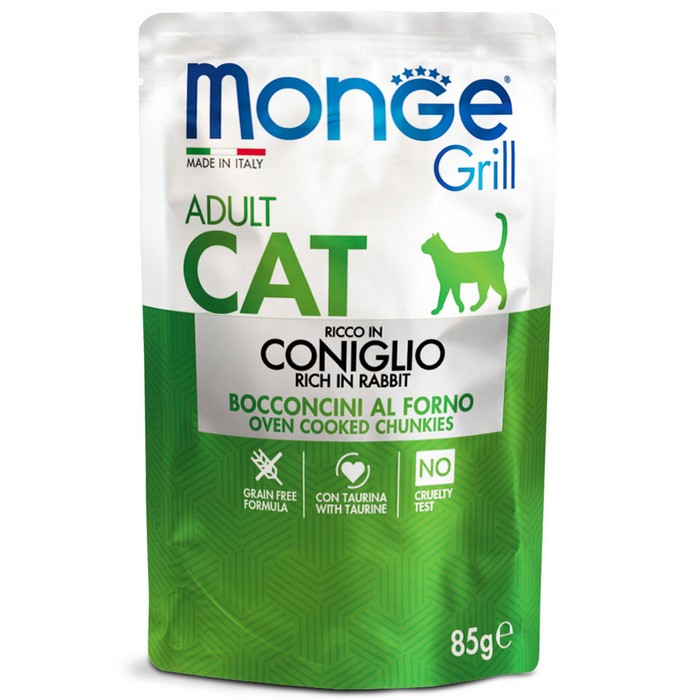 Monge Grill Gatto Bocconcini in Jelly - Ricco in Coniglio - Adult 85g
