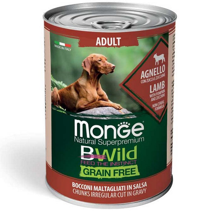 Monge Bwild Grain Free All Breeds Adult Agnello con zucca e zucchine 400g - MONGE - 34289816830168