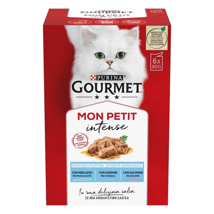 Purina Gourmet Mon Petit Delicate creazioni con merluzzo, salmone e sardine 6x50g
