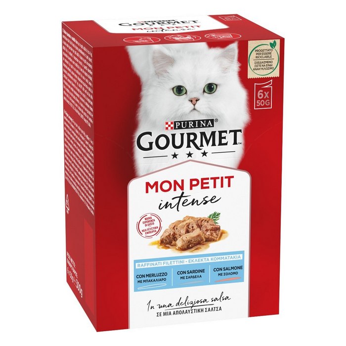 Purina Gourmet Mon Petit Delicate creazioni con merluzzo, salmone e sardine 6x50g