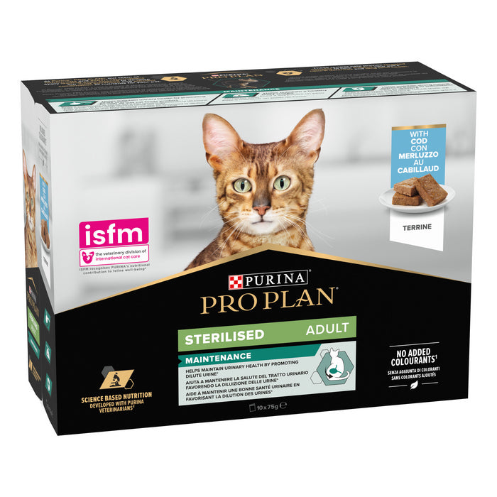 Purina Pro Plan Adult Sterilised Terrine con merluzzo 10x75g - PURINA - 66184969585018