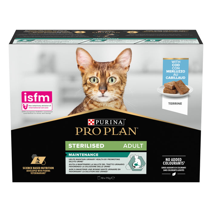 Purina Pro Plan Adult Sterilised Terrine con merluzzo 10x75g - PURINA - 66184970043770