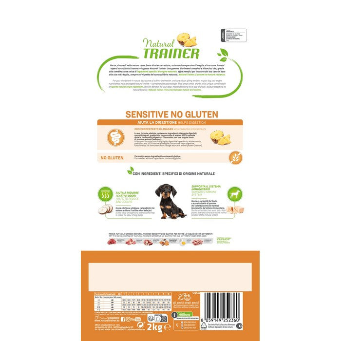 Natural Trainer Sensitive No Gluten Small&Toy Puppy Junior con Salmone - NATURAL TRAINER - 64761922650490
