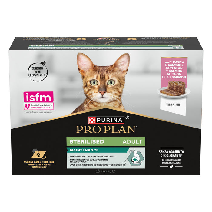 Purina Pro Plan Adult Sterilised Terrine con tonno e salmone 12x85g - PURINA - 66184986263930