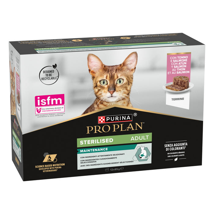 Purina Pro Plan Adult Sterilised Terrine con tonno e salmone 12x85g - PURINA - 66184986853754