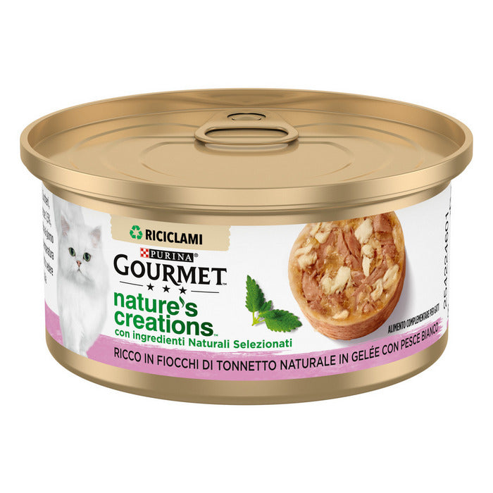 Purina Gourmet Nature's Creations Fiocchi di Tonnetto in gelèe con pesce bianco 70g