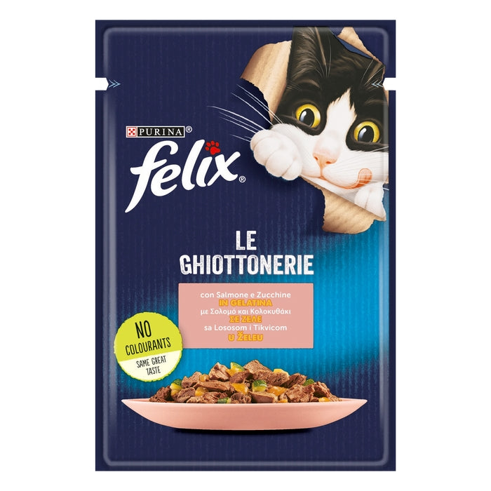 Purina Felix Le Ghiotterie con salmone e zucchine in gelatina 85g