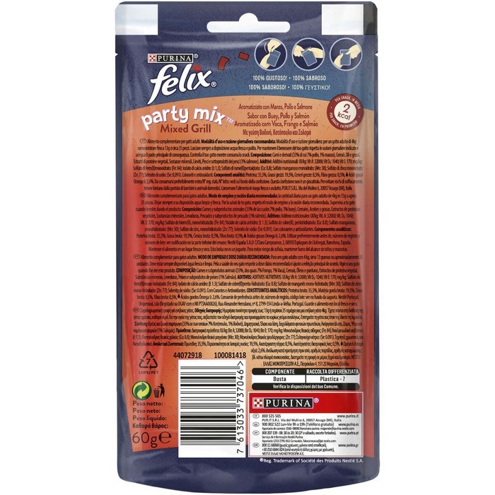 Purina Felix Party Mix Mixed Grill con Manzo, pollo e salmone 60g - PURINA - 66186097361274