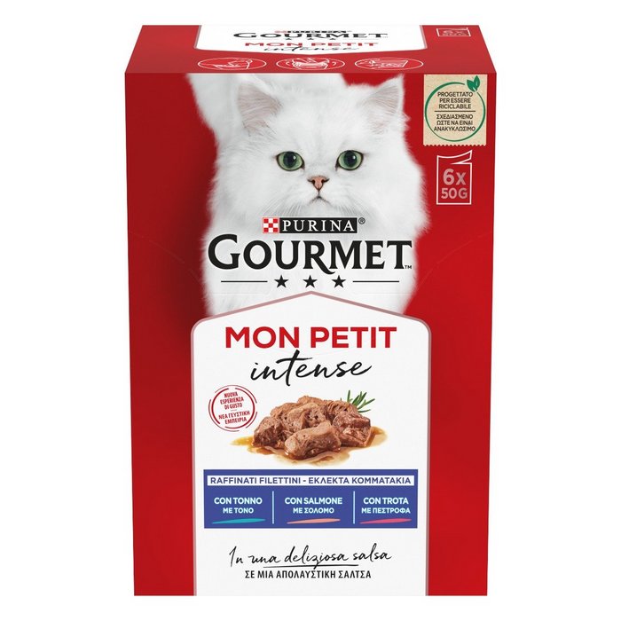 Purina Gourmet Mon Petit Invitanti ricette con tonno, salmone e trota 6x50g
