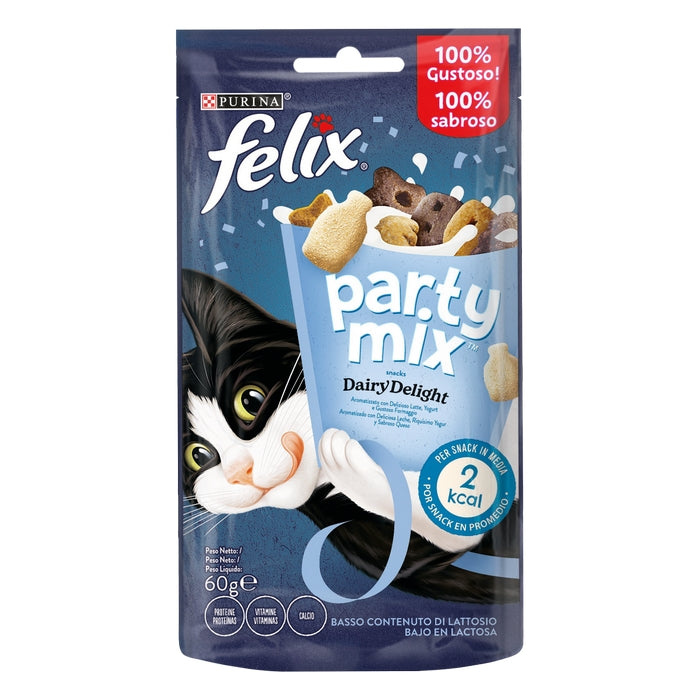Purina Felix Party Mix Dairy Delight con latte, yogurt e formaggio 60g - PURINA - 66186091561338