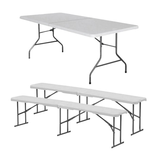 Set tavolo da campeggio e catering con 2 panche pieghevoli - BEST - 64537910477178