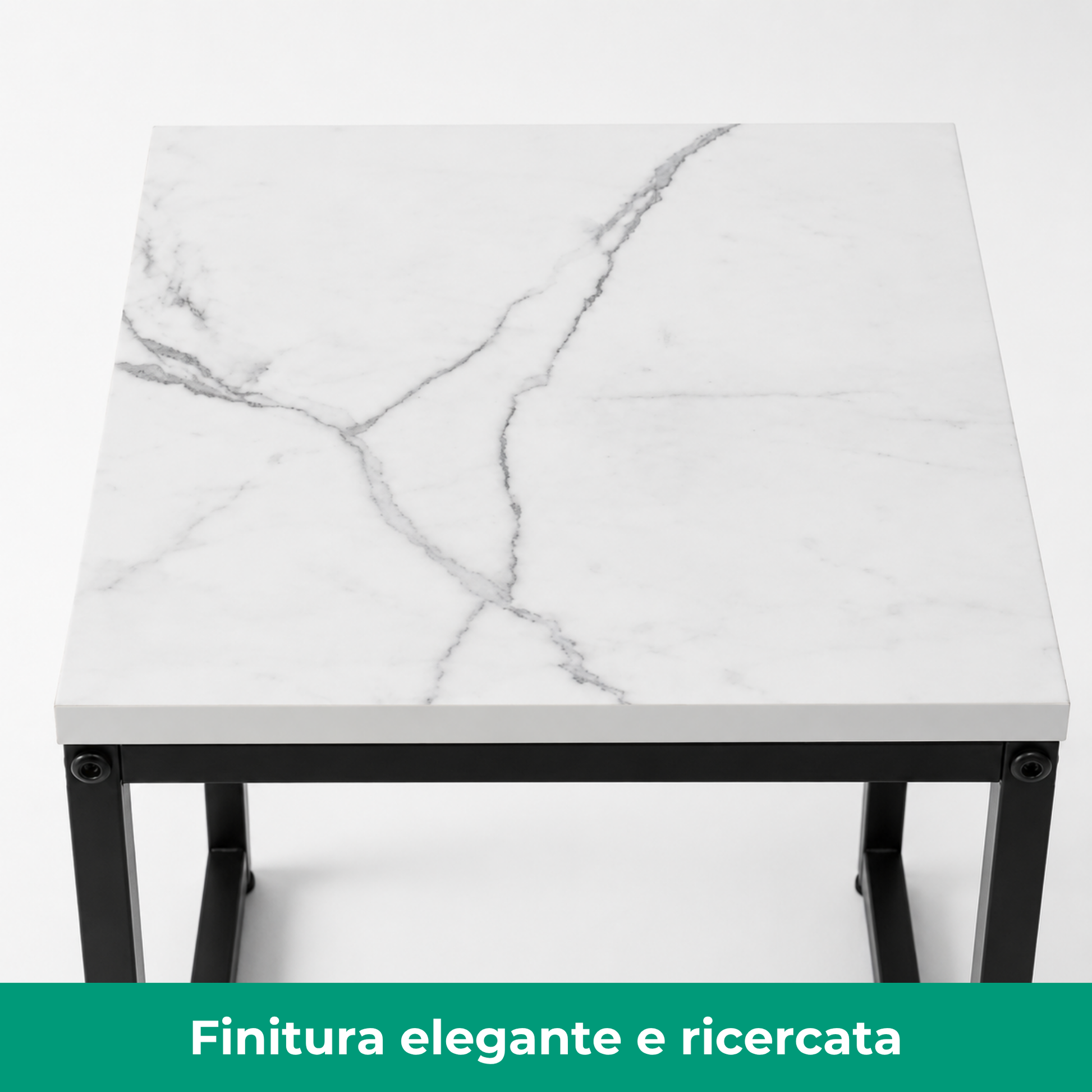 Set 3 Tavolini quadrati in metallo e MDF - Kubo