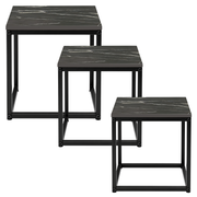 Set 3 Tavolini quadrati in metallo e MDF - Kubo