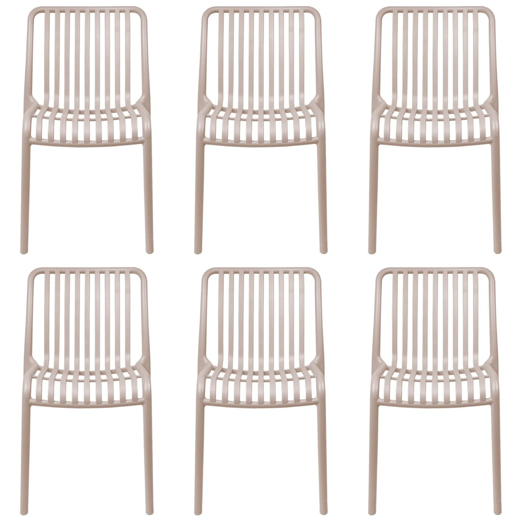 Set 6 sedie da giardino con doghe impilabile in polipropilene anti-uv - Gardenia