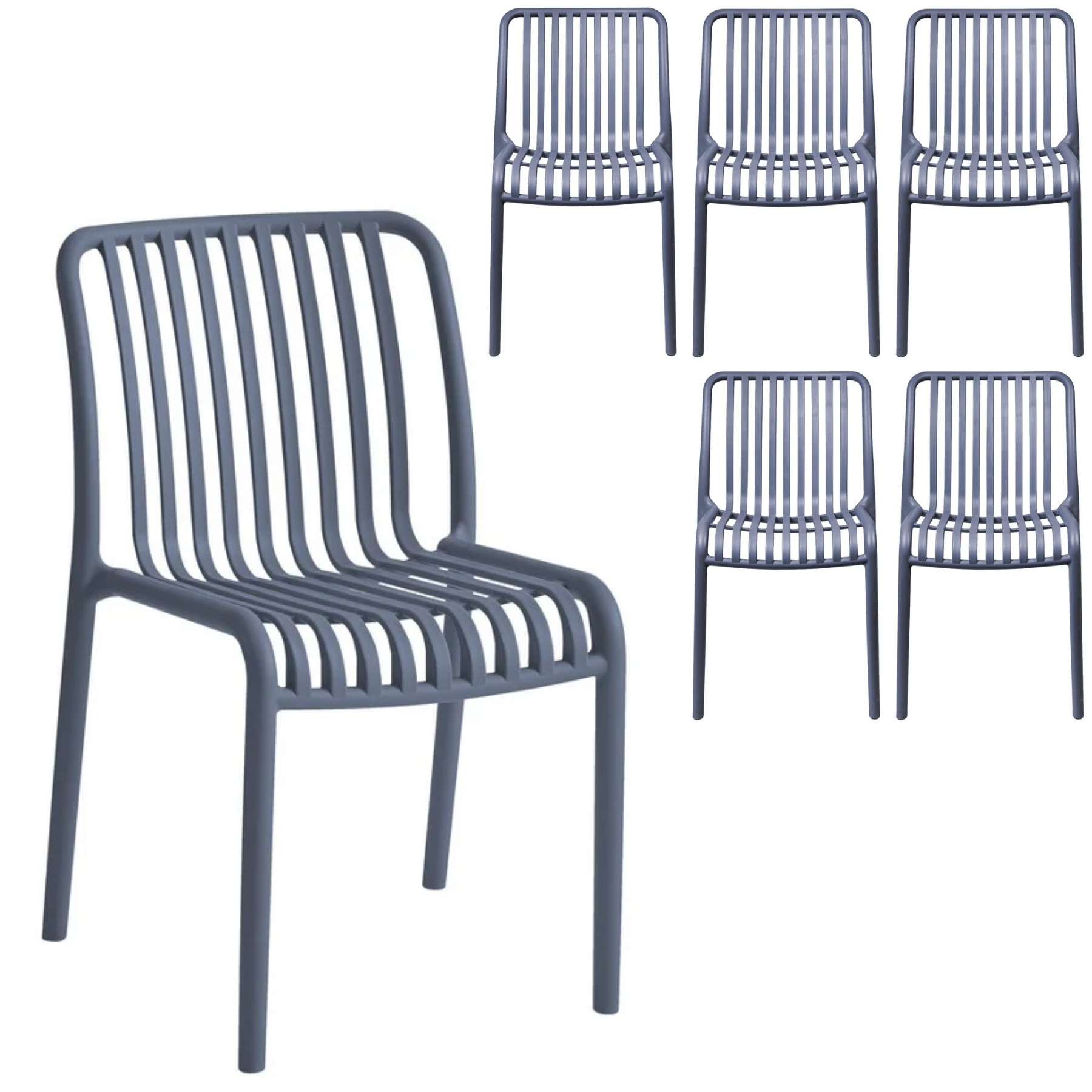 Set 6 sedie da giardino con doghe impilabile in polipropilene anti-uv - Gardenia