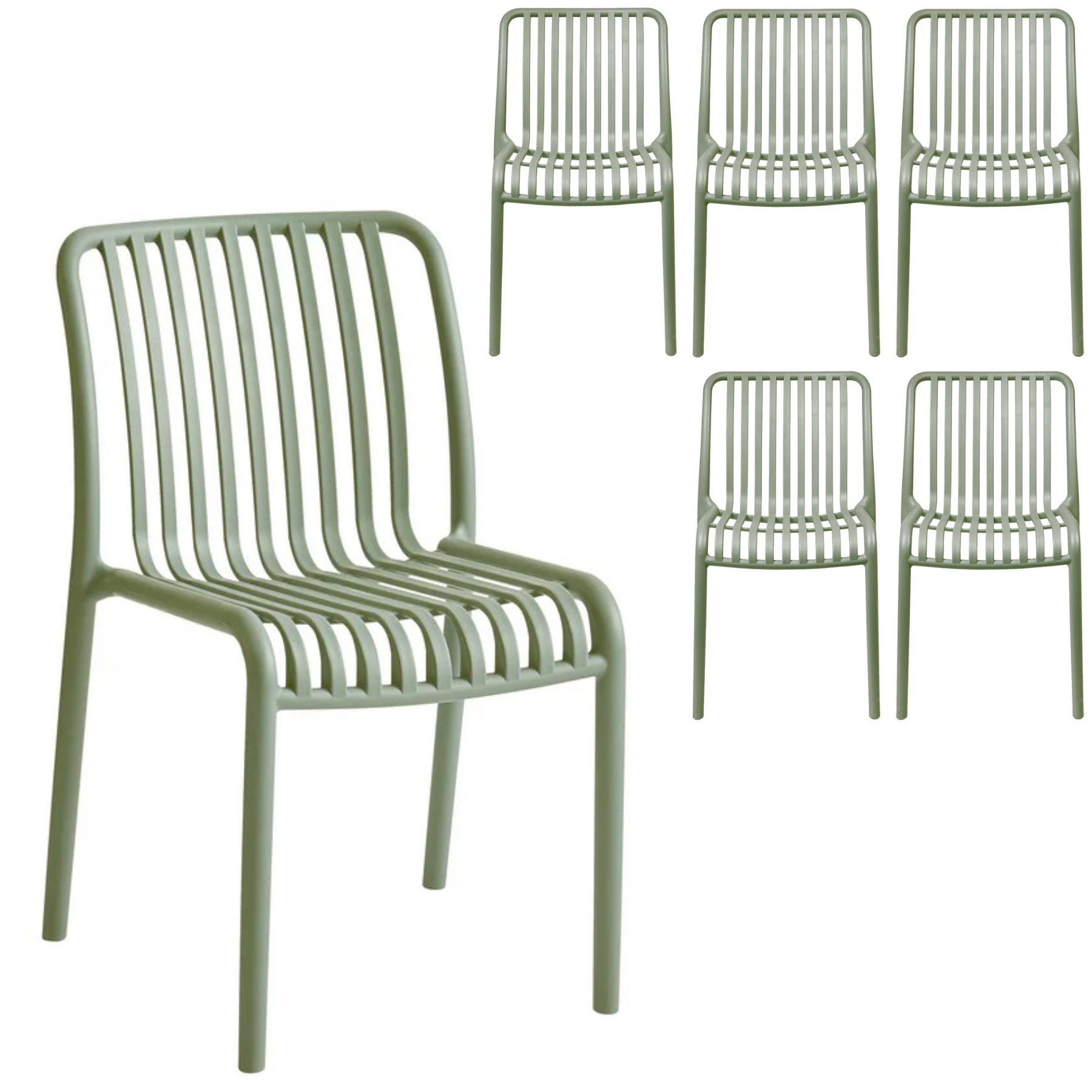 Set 6 sedie da giardino con doghe impilabile in polipropilene anti-uv - Gardenia