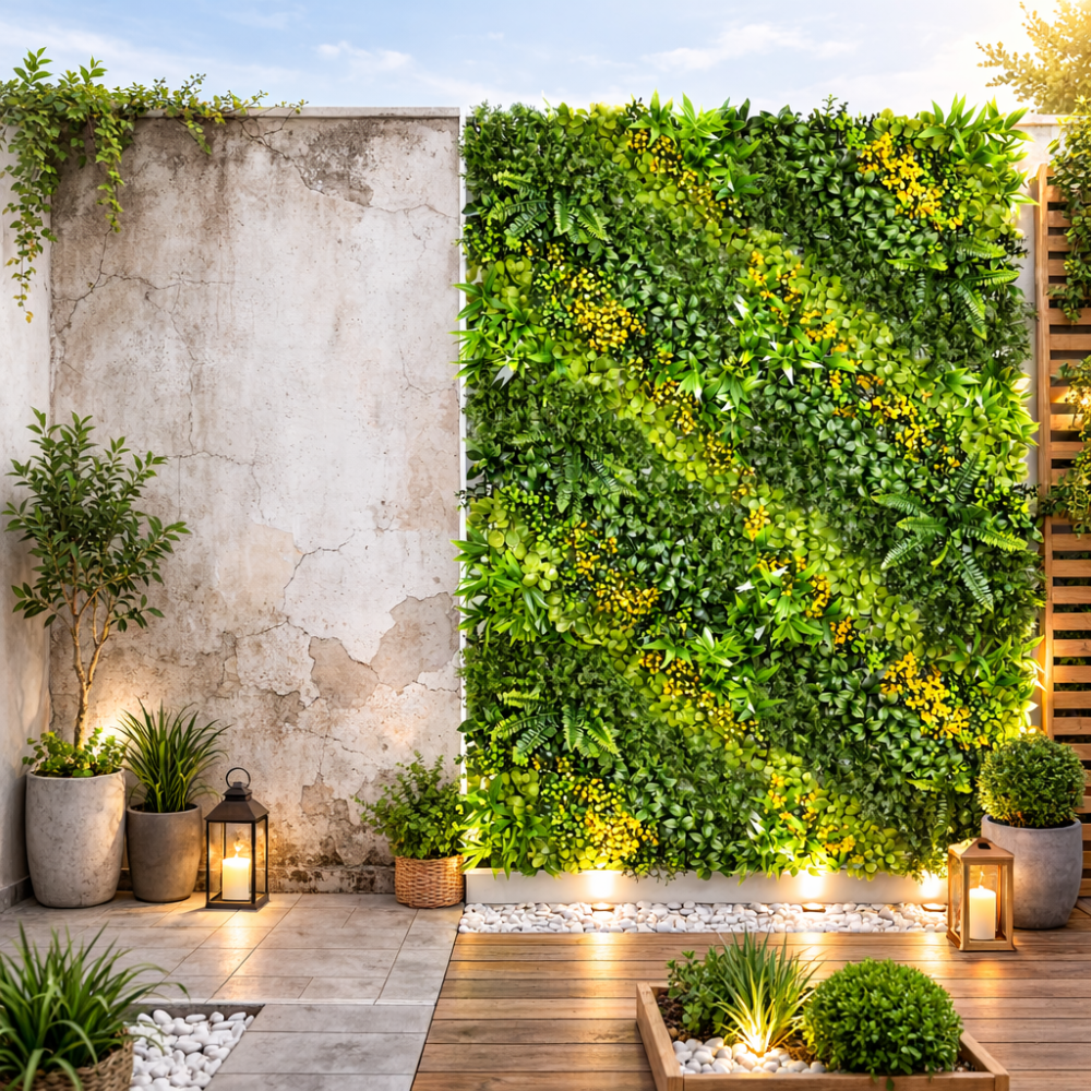 Parete con piante artificiali per giardino verticale 100x100 cm - Multi