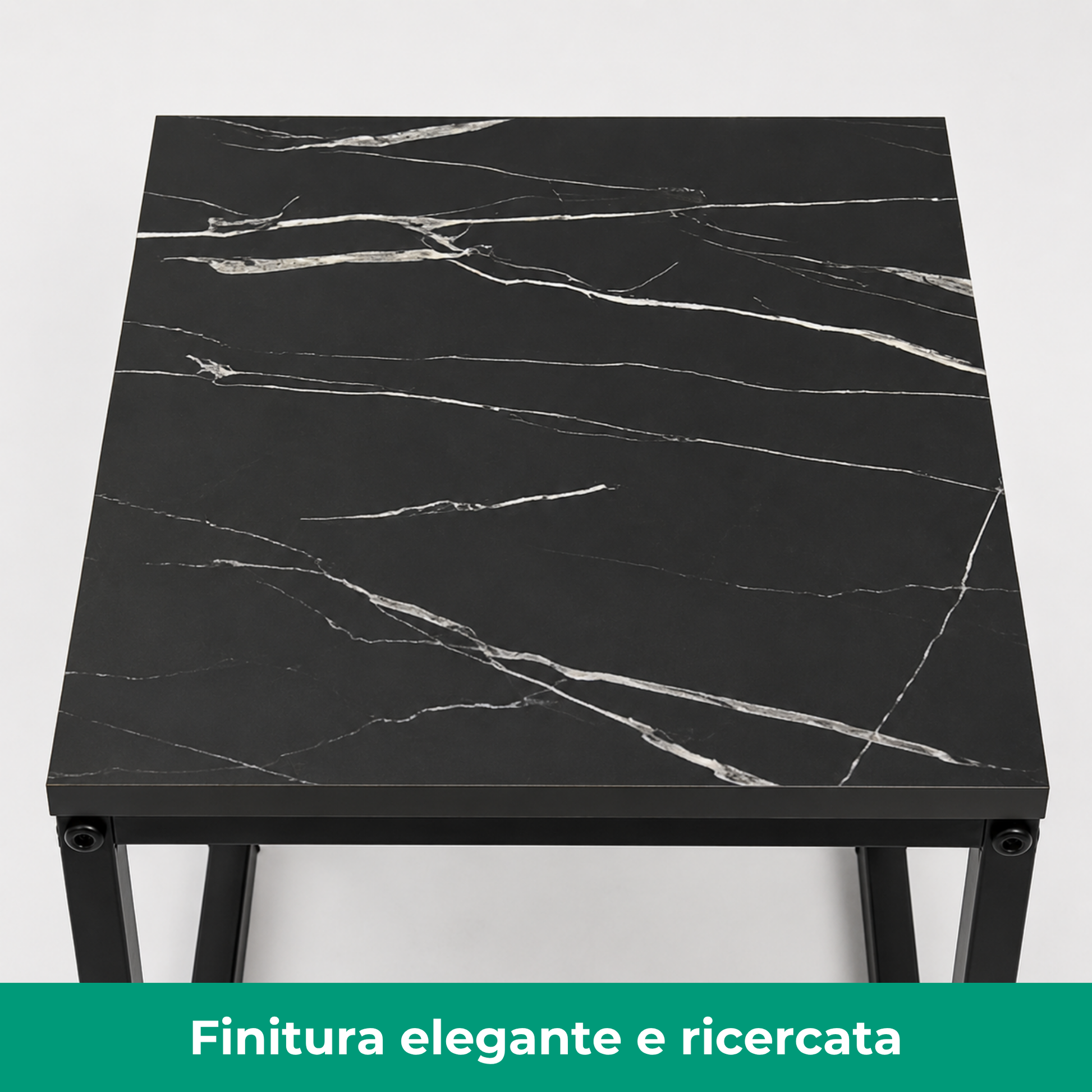 Set 3 Tavolini quadrati in metallo e MDF - Kubo