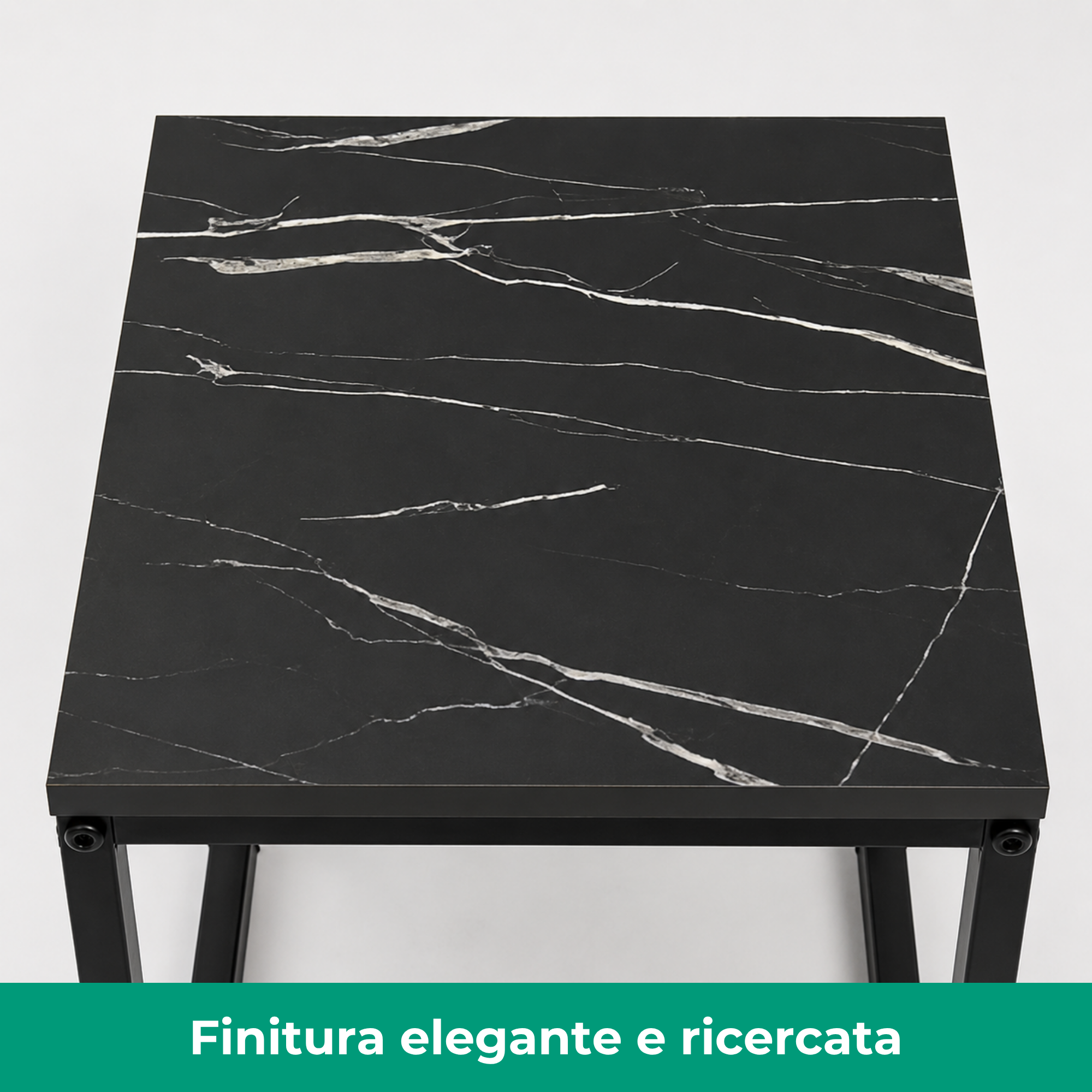 Set 3 Tavolini quadrati in metallo e MDF - Kubo