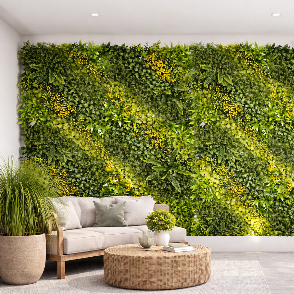 Parete con piante artificiali per giardino verticale 100x100 cm - Multi
