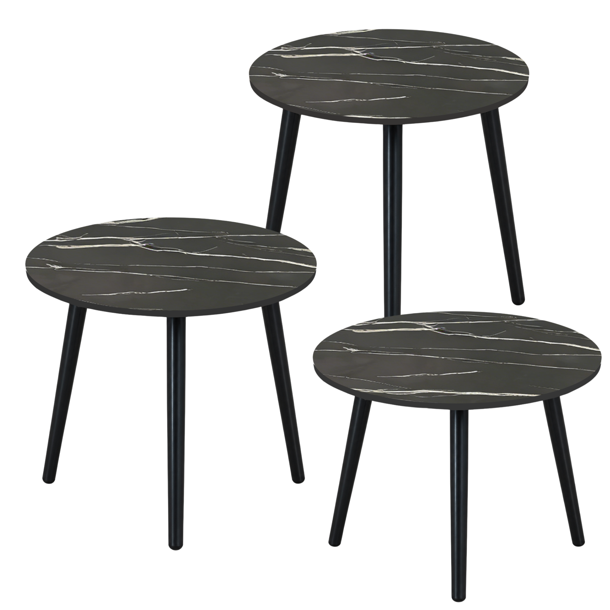 Set 3 Tavolini tondi in legno e MDF - Eyko