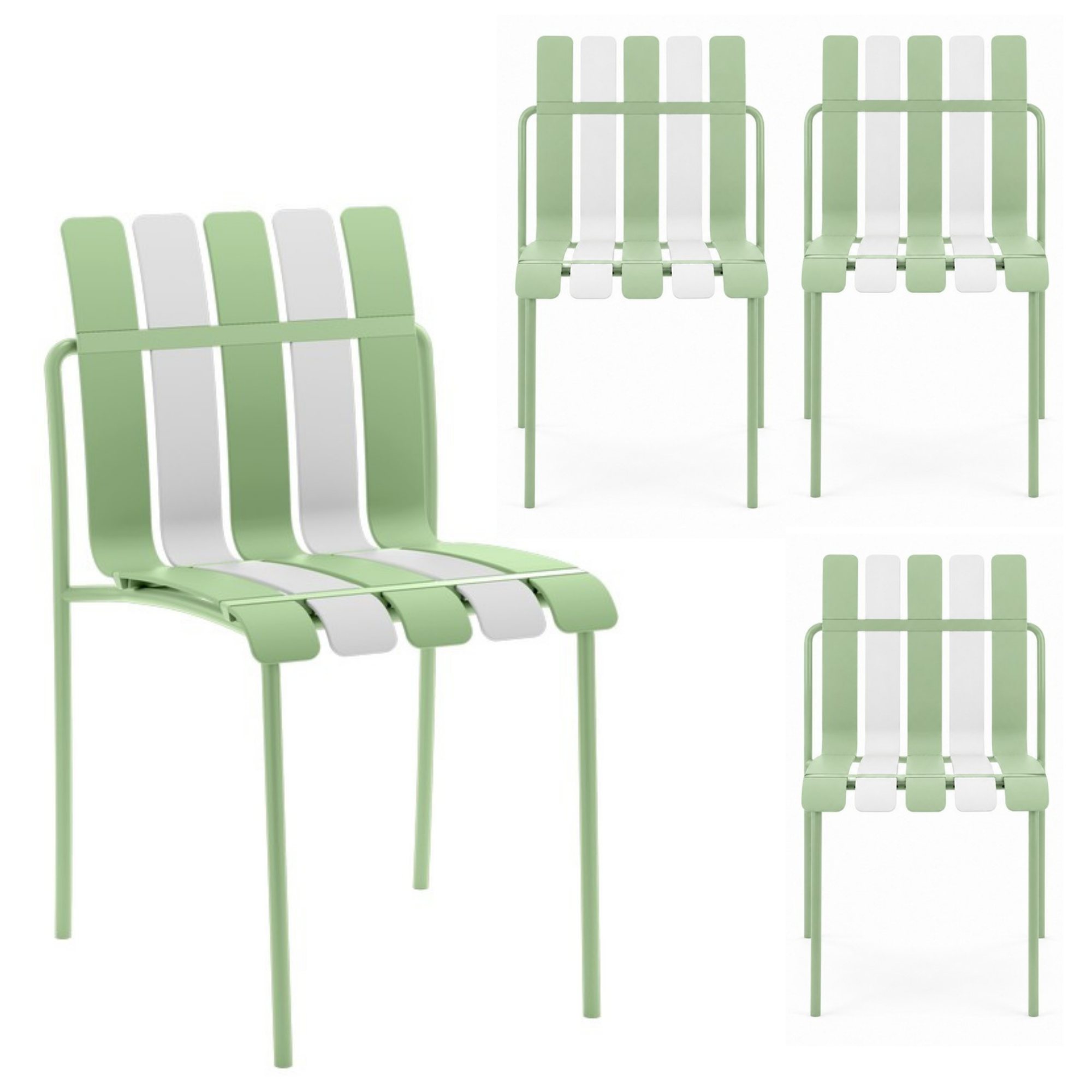 Set 4 Sedie a doghe da giardino mederne in polipropilene, fiberglass e metallo - Beach