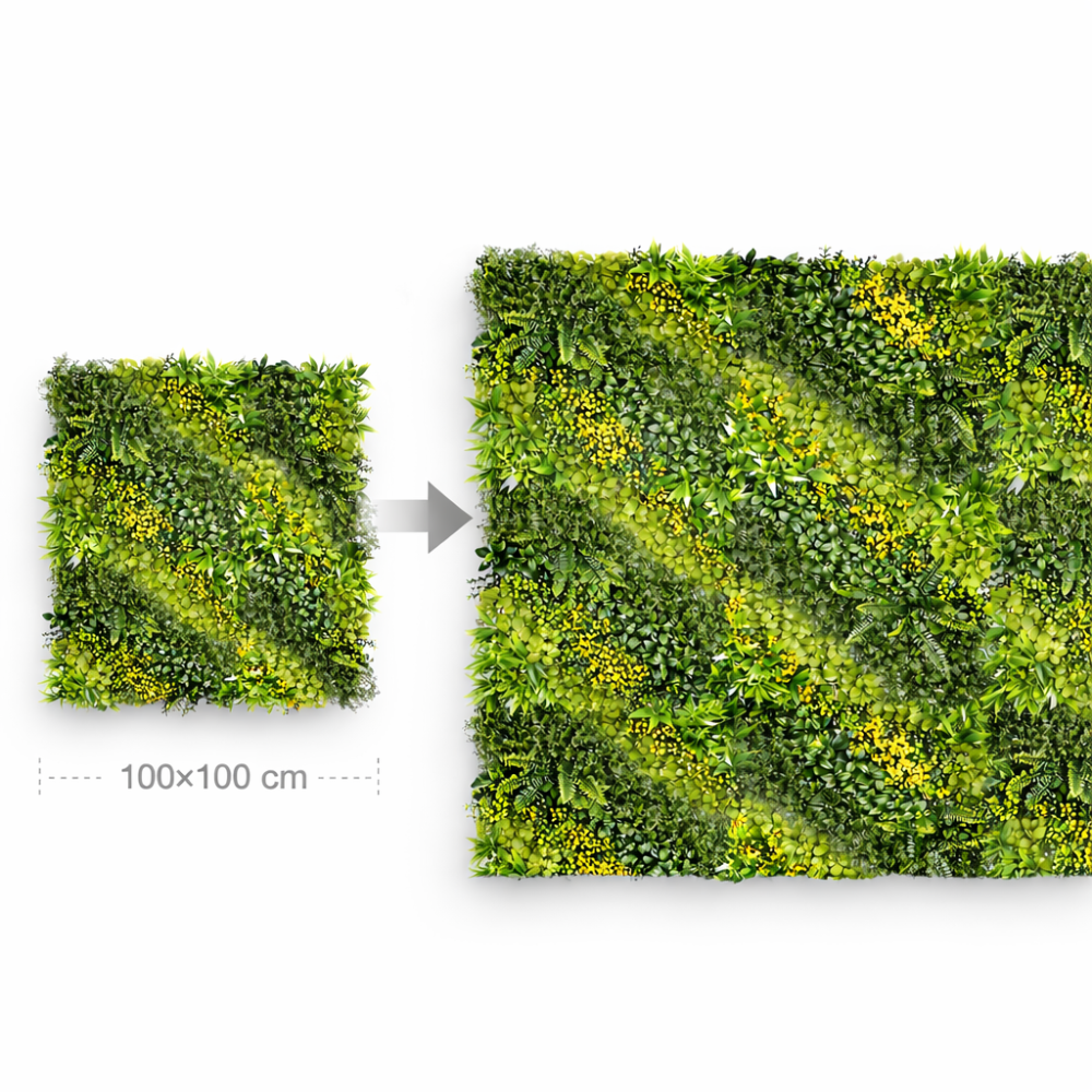 Parete con piante artificiali per giardino verticale 100x100 cm - Multi