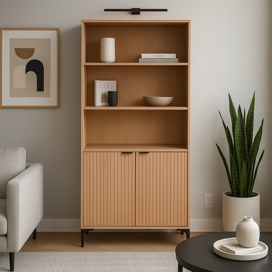 Mobile moderno con 2 ante e ripiani in melamina legno - Lignum - BEST - 65894799638906