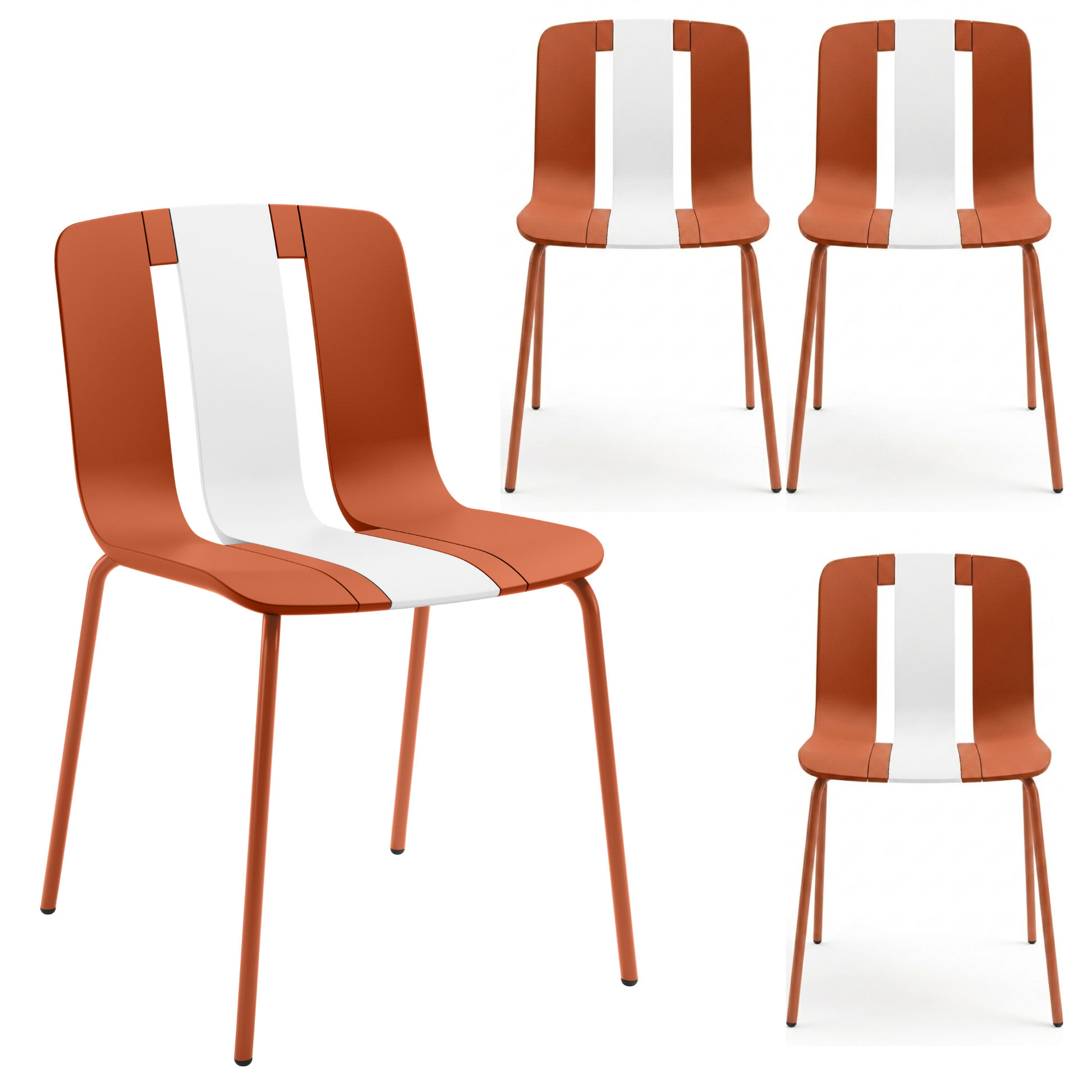 Set 4 Sedie moderne da giardino in polipropilene, fiberglass e metallo - Sunny