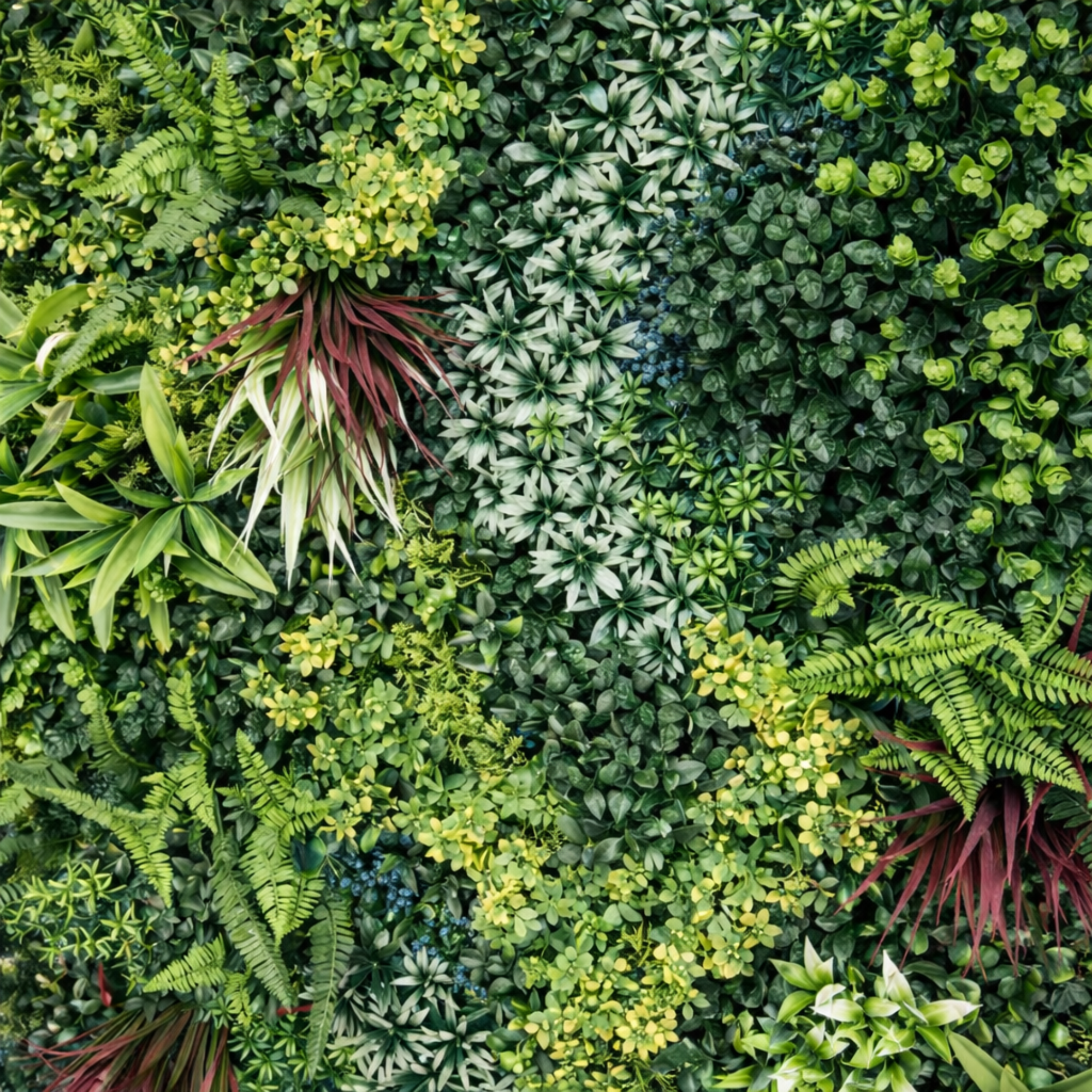 Parete con piante artificiali per giardino verticale 100x100 cm - Danube