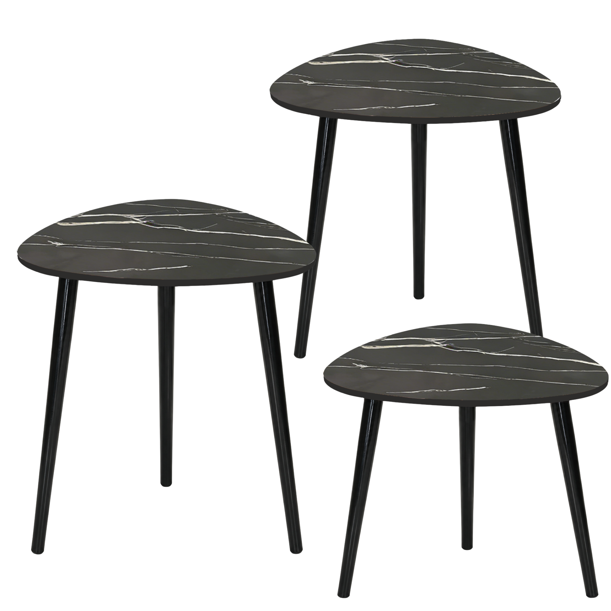 Set 3 tavolini trinangolari in legno e MDF - Tria
