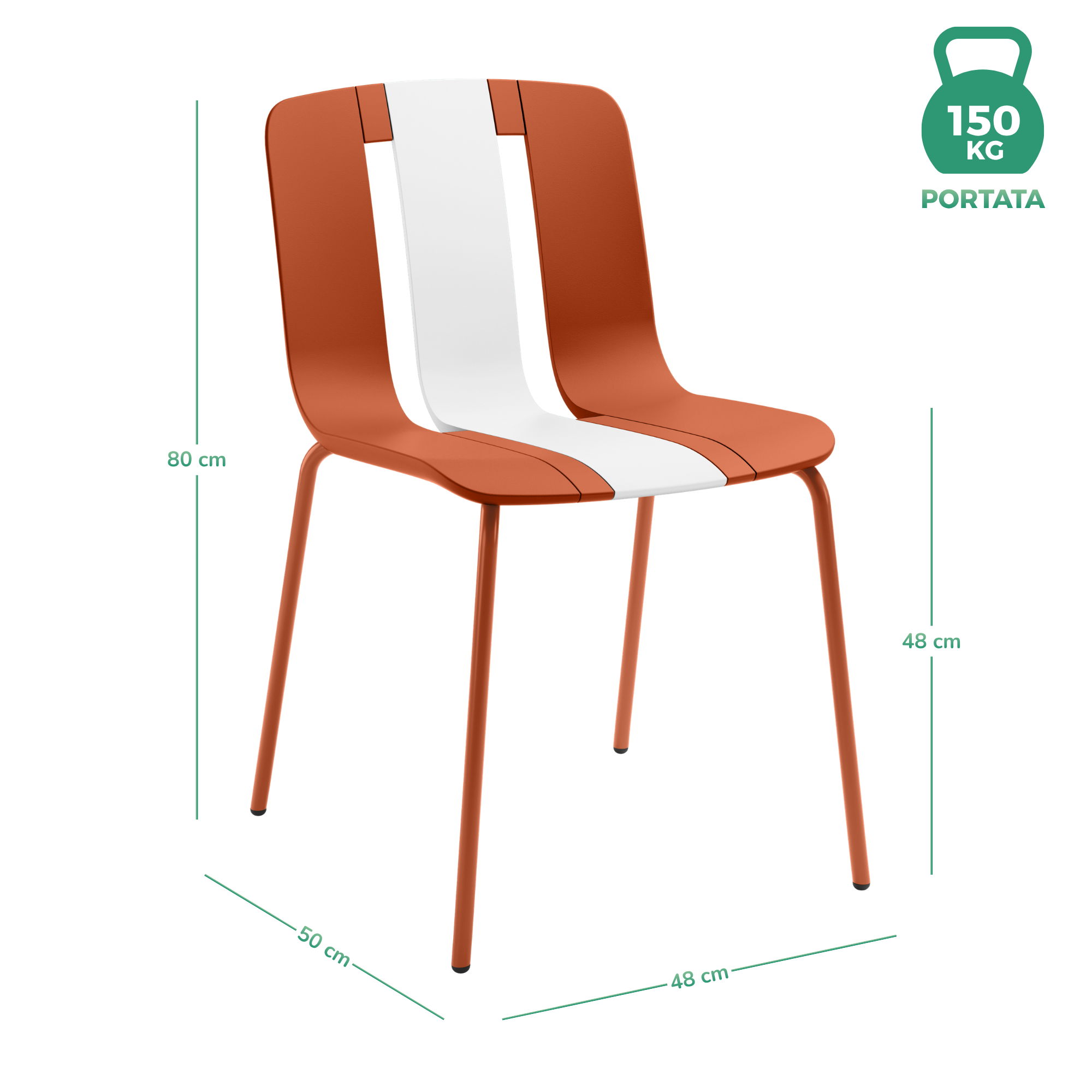 Set 4 Sedie moderne da giardino in polipropilene, fiberglass e metallo - Sunny