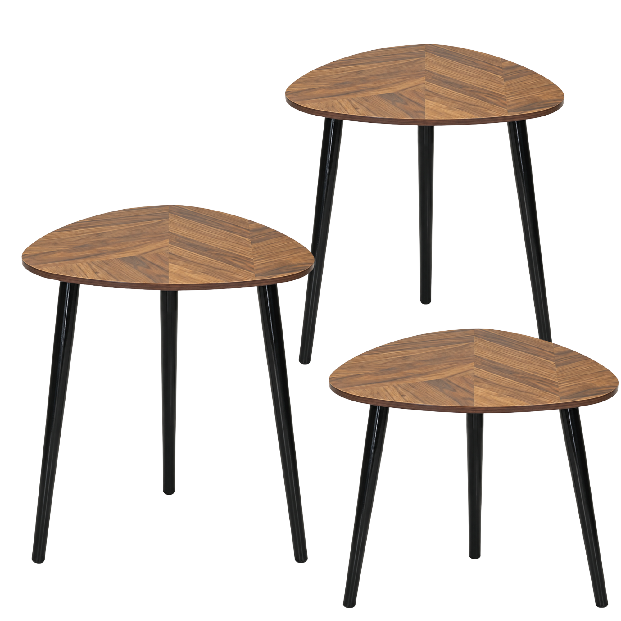 Set 3 tavolini trinangolari in legno e MDF - Tria