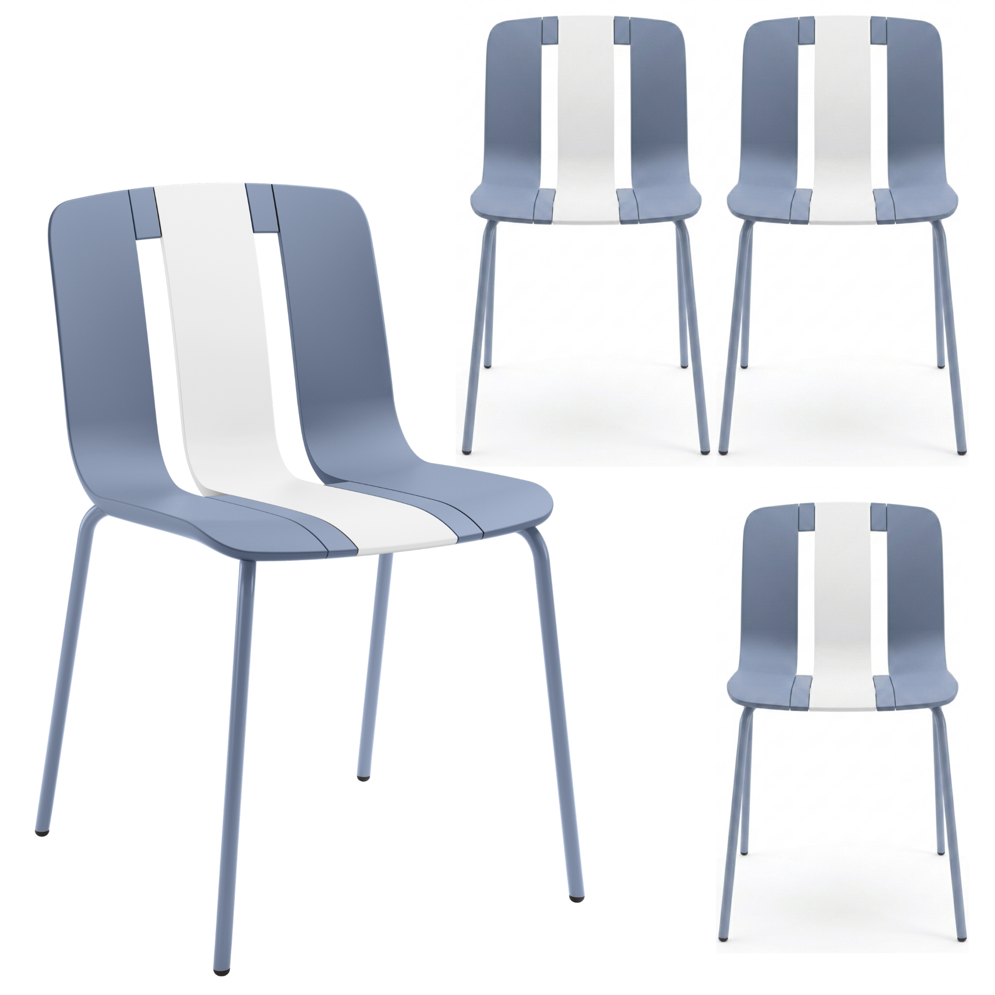 Set 4 Sedie moderne da giardino in polipropilene, fiberglass e metallo - Sunny