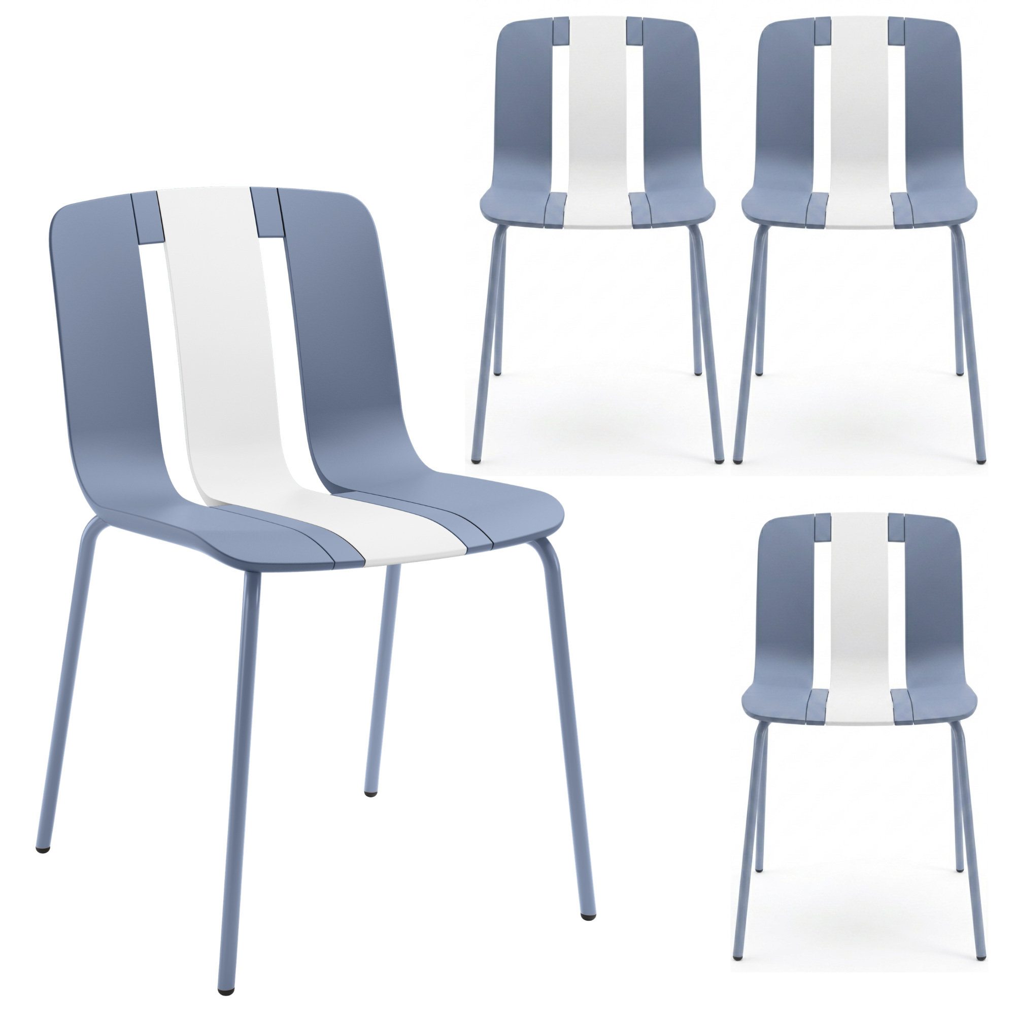 Set 4 Sedie moderne da giardino in polipropilene, fiberglass e metallo - Sunny