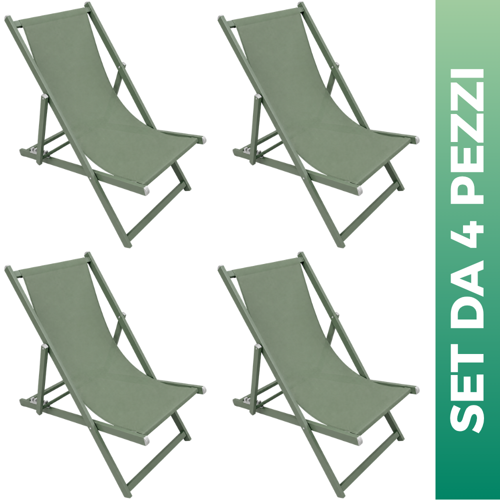 Set 4 Sedia a sdraio da giardino in alluminio e textilene