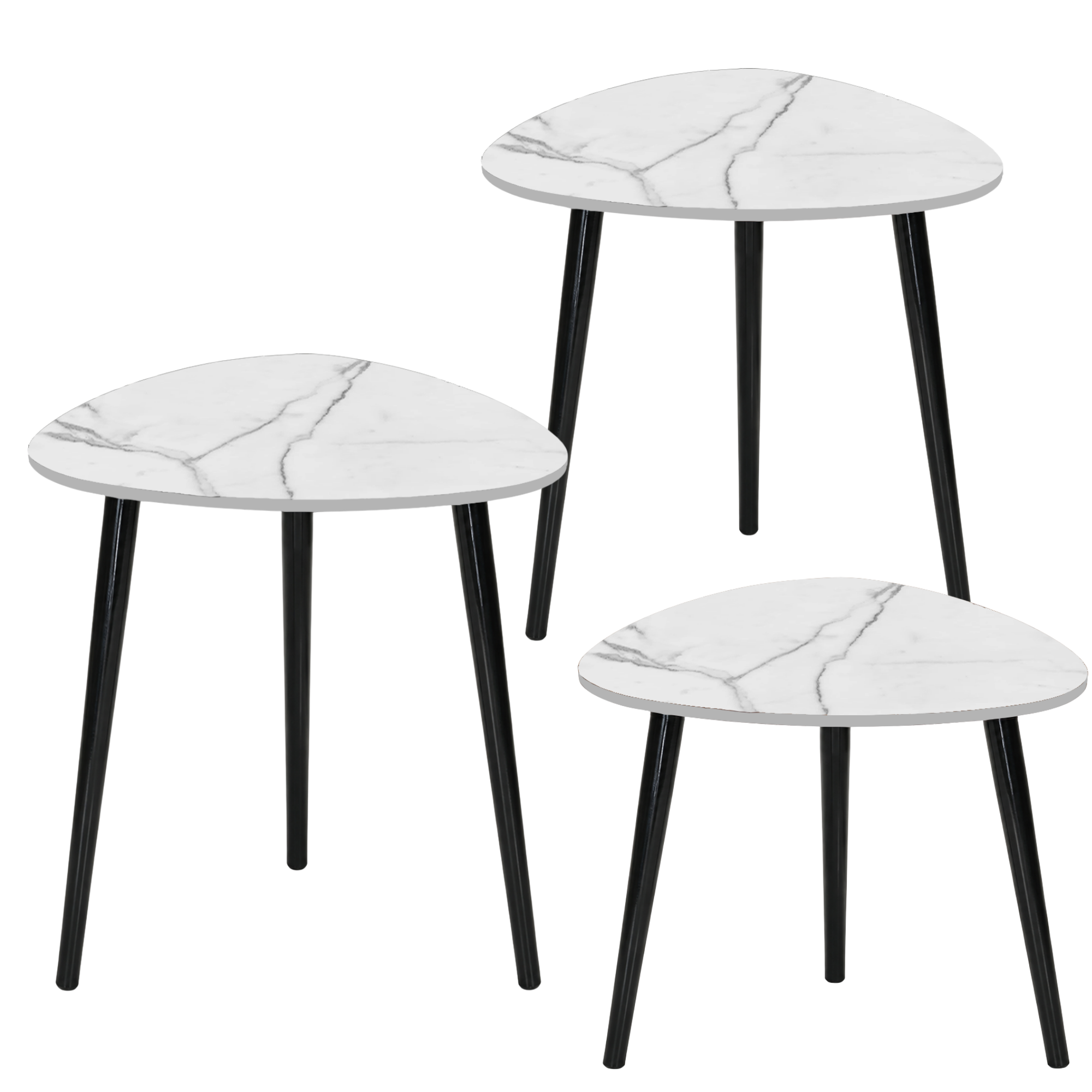Set 3 tavolini trinangolari in legno e MDF - Tria