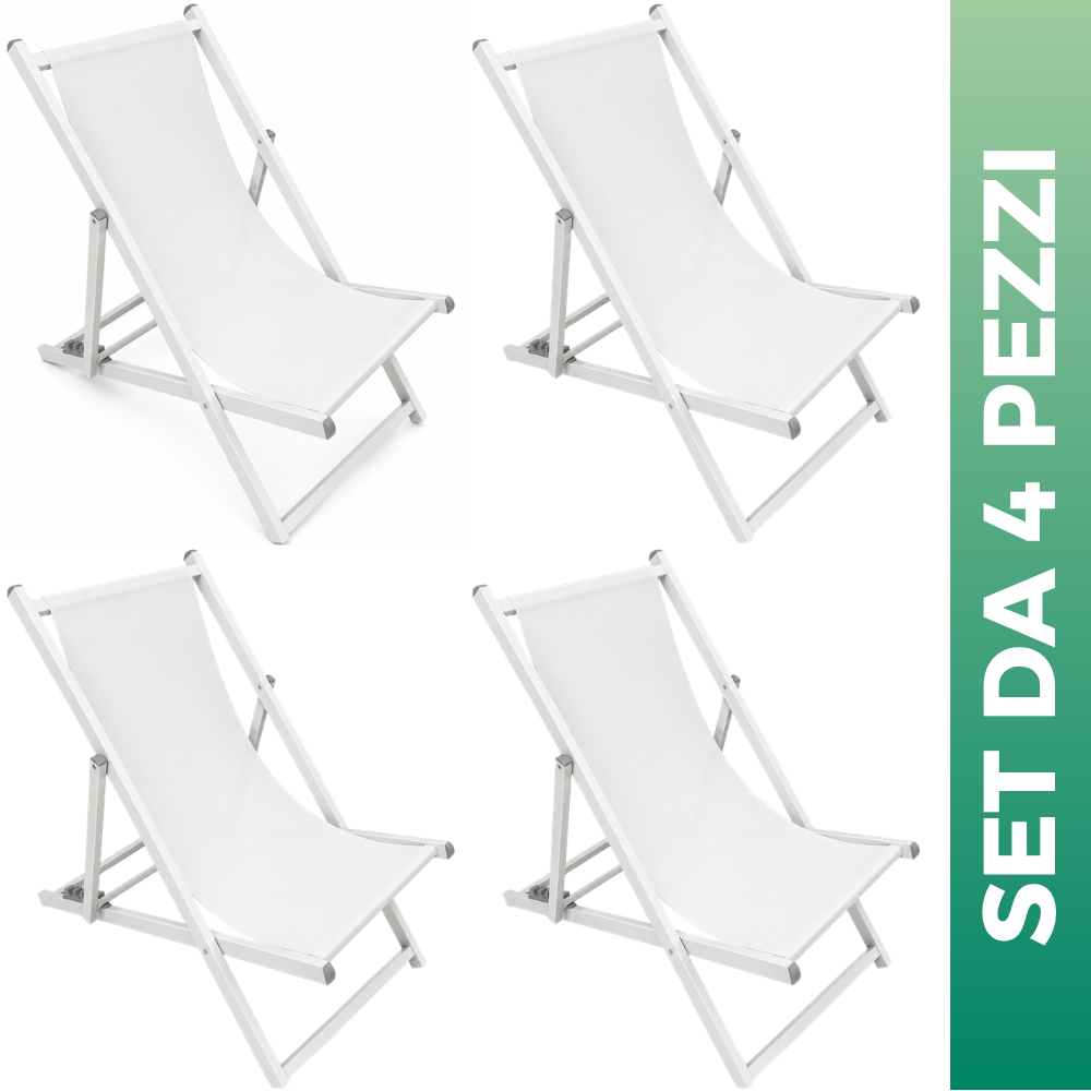 Set 4 Sedia a sdraio da giardino in alluminio e textilene