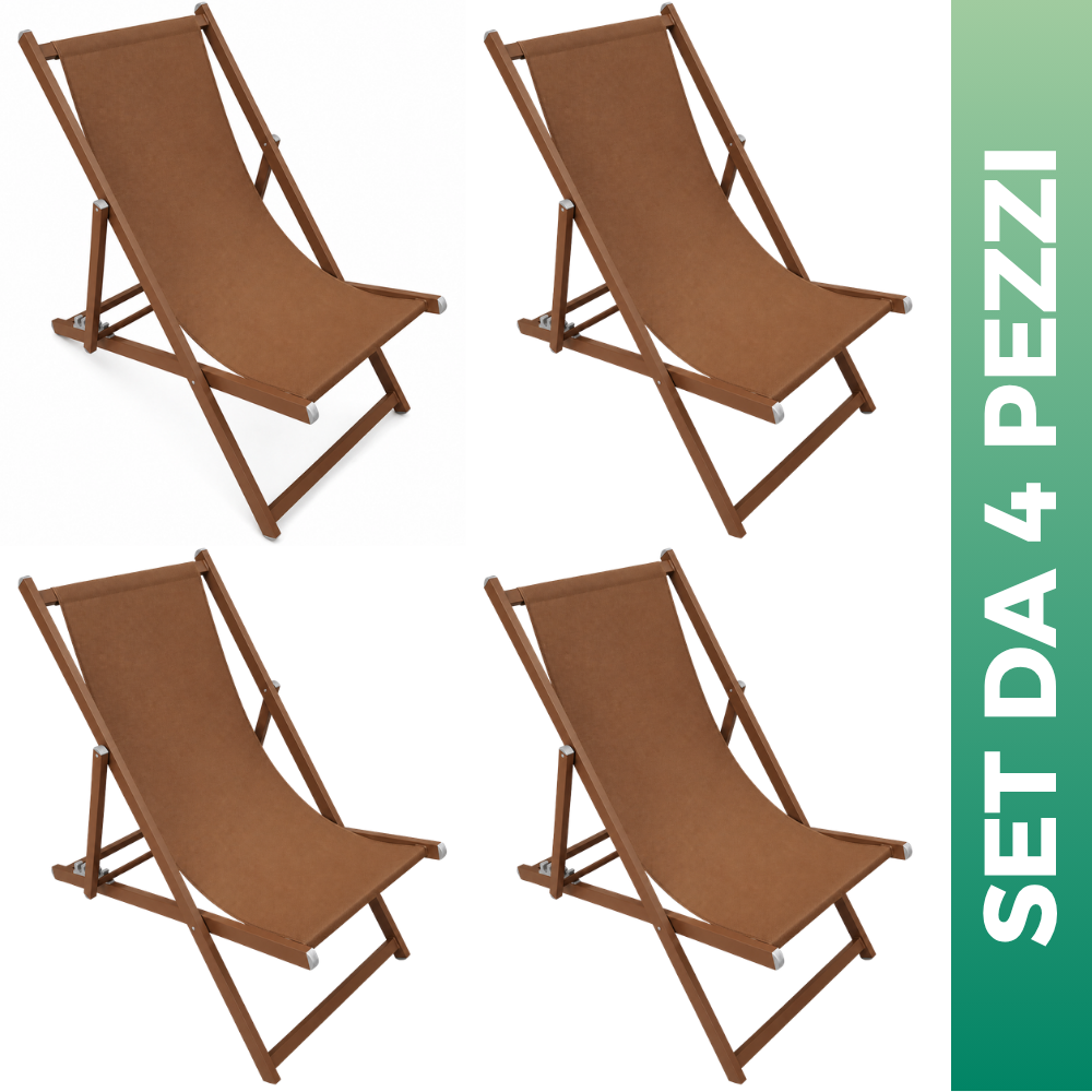 Set 4 Sedia a sdraio da giardino in alluminio e textilene