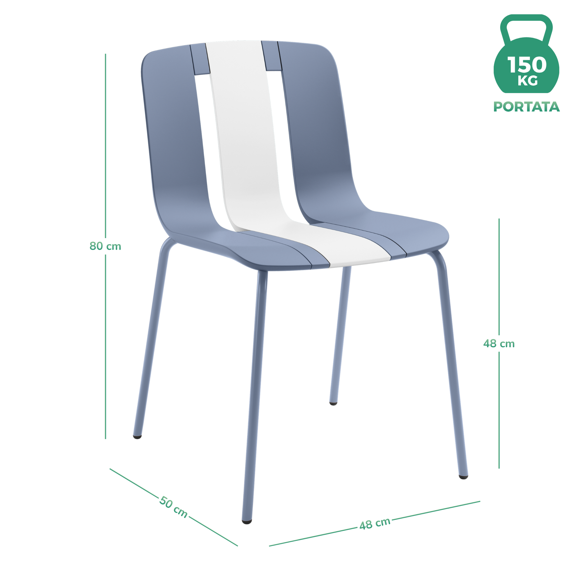 Set 4 Sedie moderne da giardino in polipropilene, fiberglass e metallo - Sunny