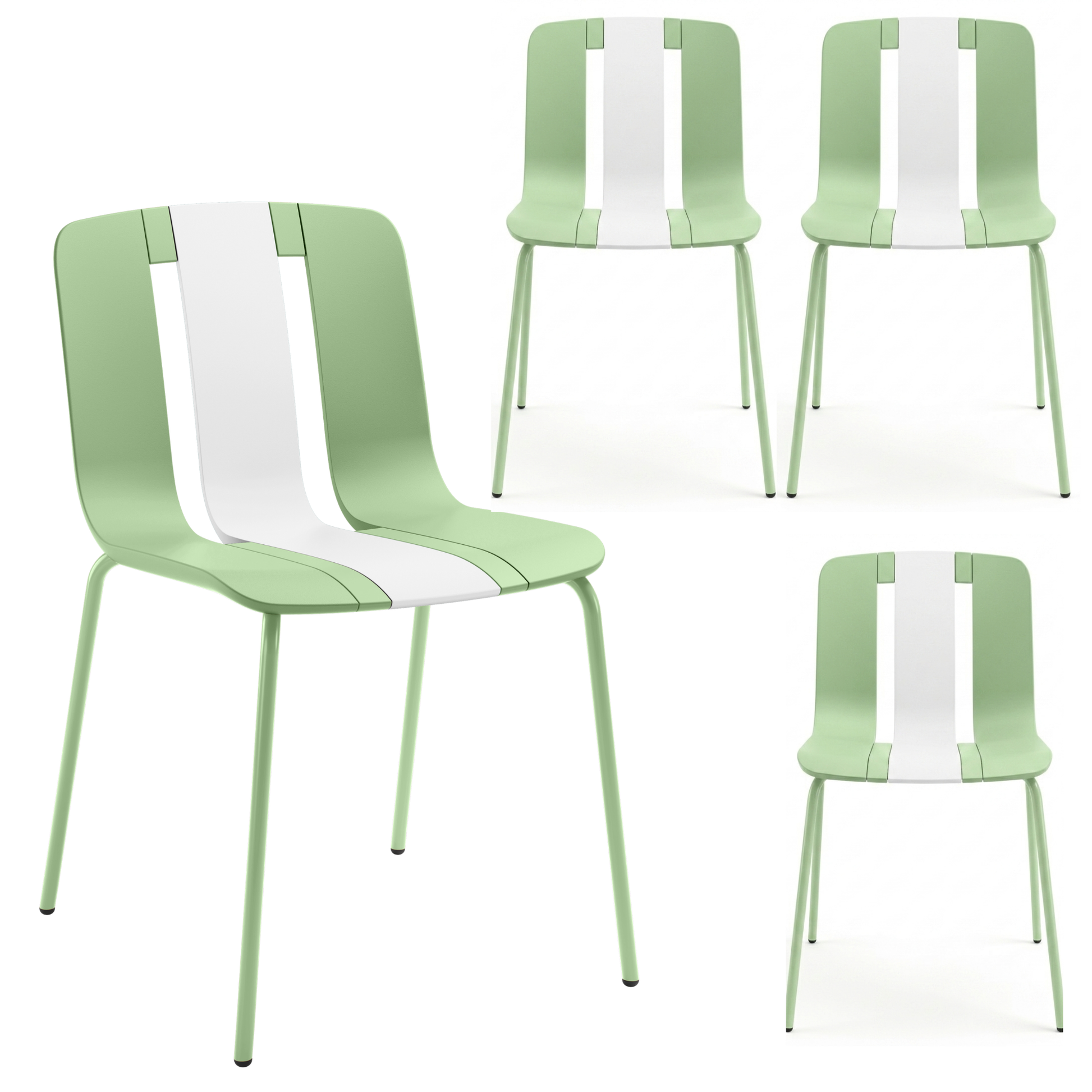 Set 4 Sedie moderne da giardino in polipropilene, fiberglass e metallo - Sunny